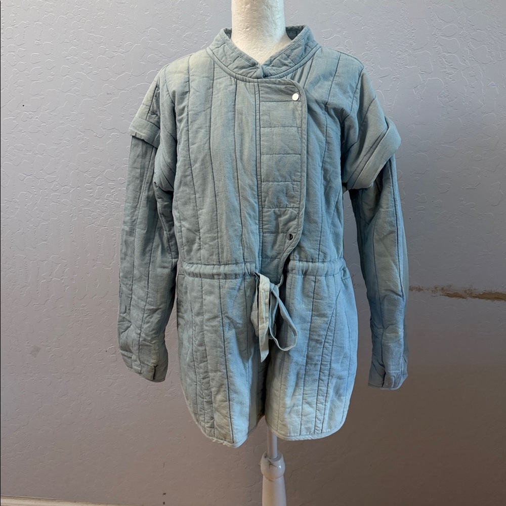 Quilted Drawstring Jacket - Sage Green